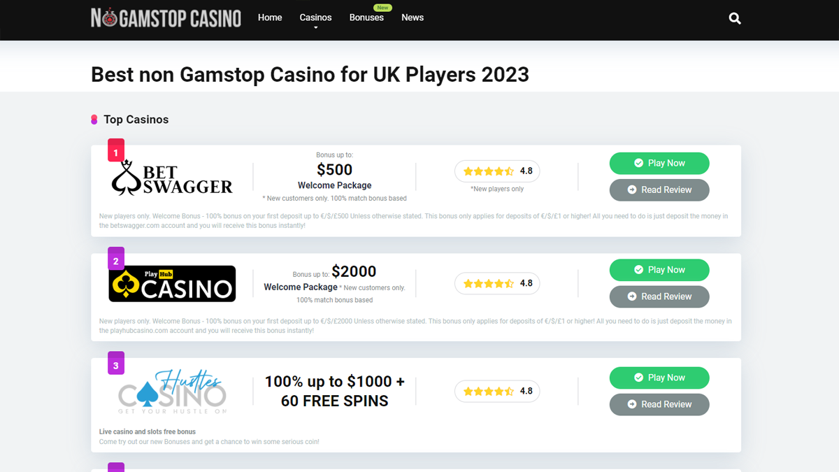 casinos not on gamstop