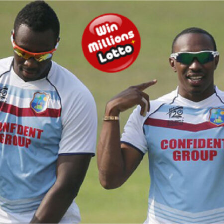 West Indian Legends Dwayne and Andre Russell Help Indian Charities by Partnering With Win Millions Lotto